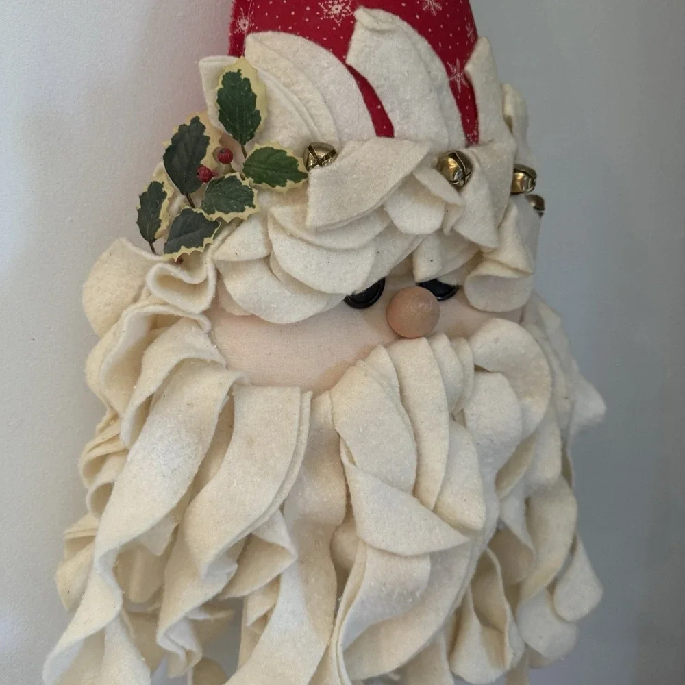 Santa Claus Plush Face Wall Hanging Handmade Pillow Vintage Christmas Retro VTG
